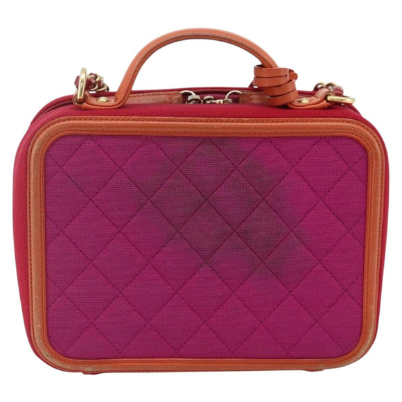 CHANEL CC Filigree Chain Vanity Shoulder Bag Cotton Pink Gold CC Auth 177990