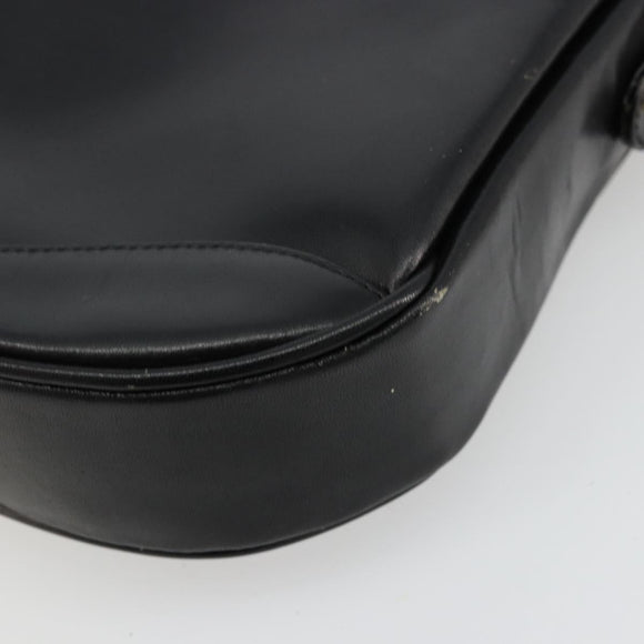 GUCCI Shoulder Bag Leather Black Gold Auth 177992