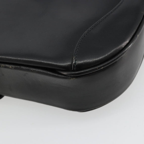 GUCCI Shoulder Bag Leather Black Gold Auth 177992