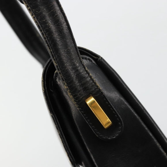 GUCCI Shoulder Bag Leather Black Gold Auth 177992