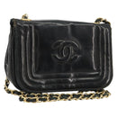 CHANEL COCO Mark Chain Shoulder Bag Patent leather Black Gold CC Auth 177993-1