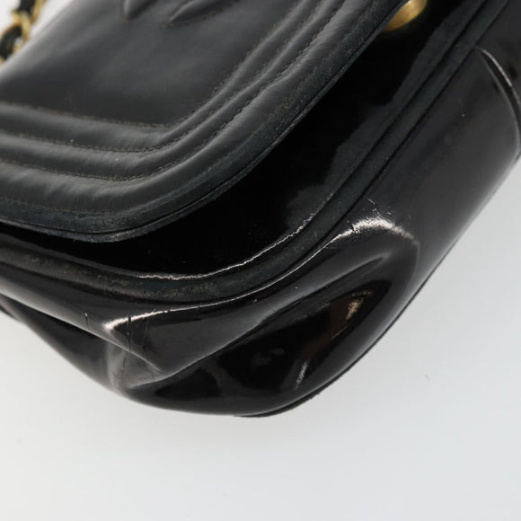 CHANEL COCO Mark Chain Shoulder Bag Patent leather Black Gold CC Auth 177993
