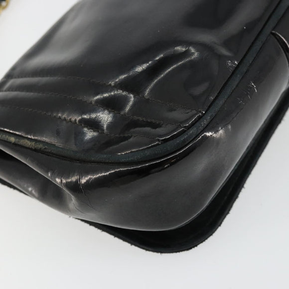 CHANEL COCO Mark Chain Shoulder Bag Patent leather Black Gold CC Auth 177993