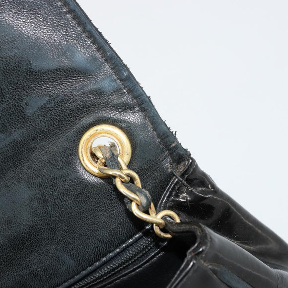 CHANEL COCO Mark Chain Shoulder Bag Patent leather Black Gold CC Auth 177993