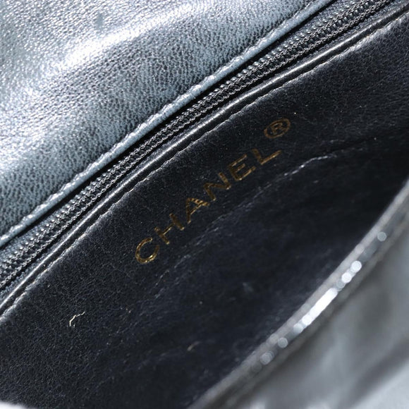 CHANEL COCO Mark Chain Shoulder Bag Patent leather Black Gold CC Auth 177993