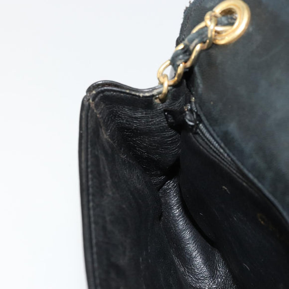 CHANEL COCO Mark Chain Shoulder Bag Patent leather Black Gold CC Auth 177993