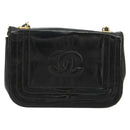 CHANEL COCO Mark Chain Shoulder Bag Patent leather Black Gold CC Auth 177993-2