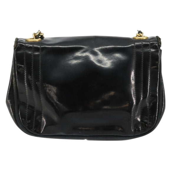 CHANEL COCO Mark Chain Shoulder Bag Patent leather Black Gold CC Auth 177993