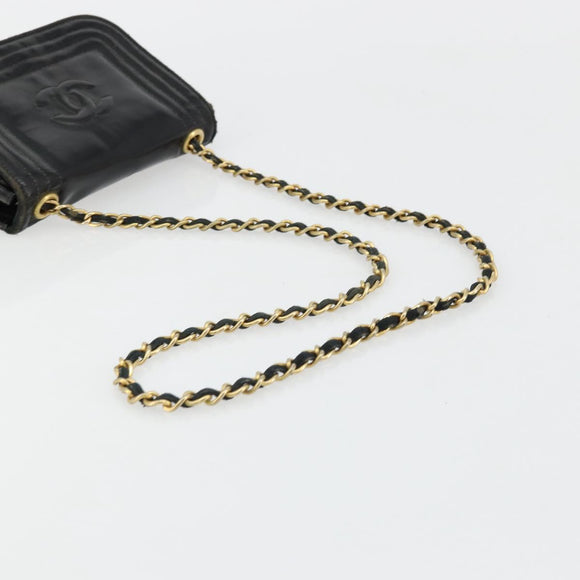 CHANEL COCO Mark Chain Shoulder Bag Patent leather Black Gold CC Auth 177993