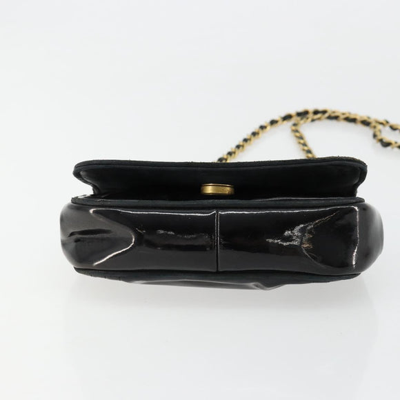 CHANEL COCO Mark Chain Shoulder Bag Patent leather Black Gold CC Auth 177993