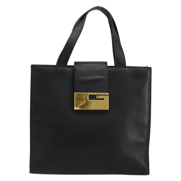 GUCCI Hand Bag Leather Black Gold 002 0347 200110 Auth 178003A
