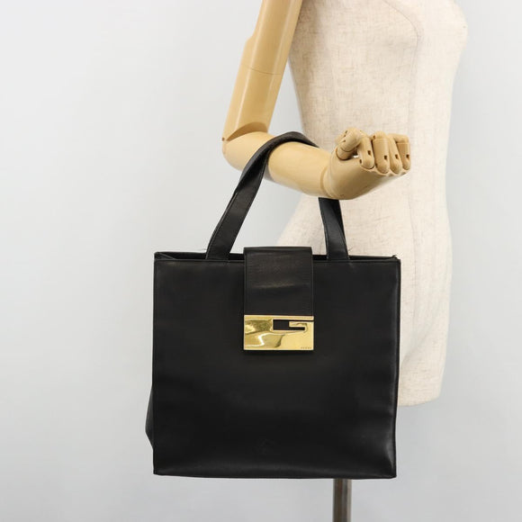 GUCCI Hand Bag Leather Black Gold 002 0347 200110 Auth 178003A