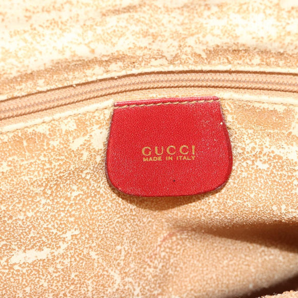 GUCCI Bamboo Hand Bag Leather 2way Red Gold 000 2296 0290 Auth 178004