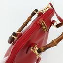 GUCCI Bamboo Hand Bag Leather 2way Red Gold 000 2296 0290 Auth 178004-6