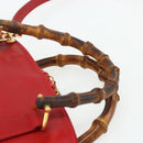 GUCCI Bamboo Hand Bag Leather 2way Red Gold 000 2296 0290 Auth 178004-8