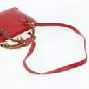 GUCCI Bamboo Hand Bag Leather 2way Red Gold 000 2296 0290 Auth 178004-9