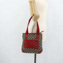GUCCI GG Canvas Tote Bag Navy Silver 019 0402 3754 Auth 178006-23