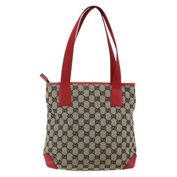 GUCCI GG Canvas Tote Bag Navy Silver 019 0402 3754 Auth 178006