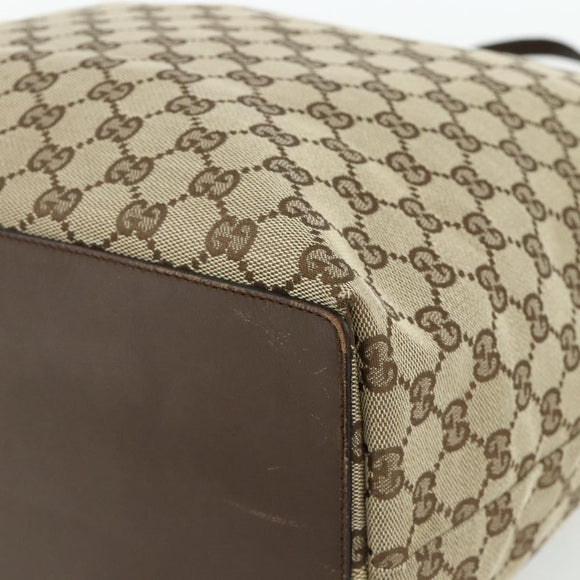 GUCCI GG Canvas Tote Bag Beige Silver 31242 Auth 178007