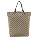 GUCCI GG Canvas Tote Bag Beige Silver 31242 Auth 178007-2