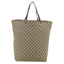 GUCCI GG Canvas Tote Bag Beige Silver 31242 Auth 178007-3