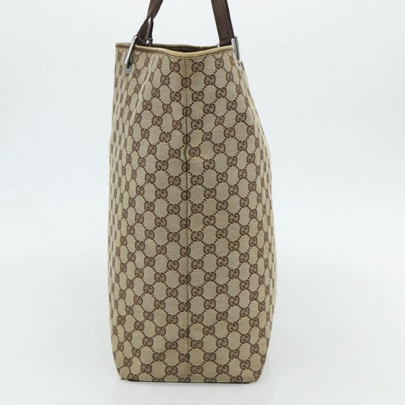 GUCCI GG Canvas Tote Bag Beige Silver 31242 Auth 178007