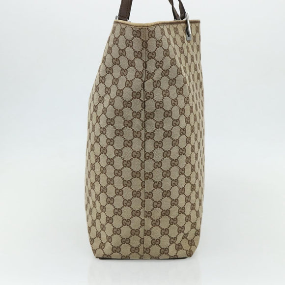 GUCCI GG Canvas Tote Bag Beige Silver 31242 Auth 178007
