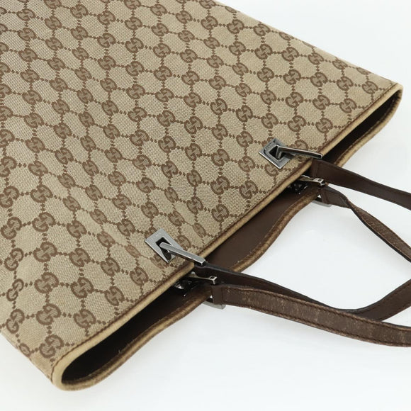 GUCCI GG Canvas Tote Bag Beige Silver 31242 Auth 178007