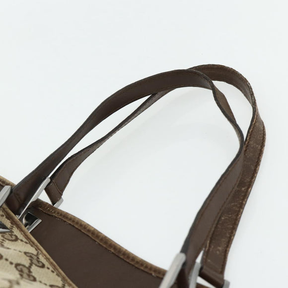 GUCCI GG Canvas Tote Bag Beige Silver 31242 Auth 178007