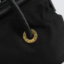 CELINE Circle Hand Bag Nylon Black Gold Auth 178010-14
