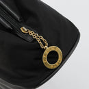CELINE Circle Hand Bag Nylon Black Gold Auth 178010-15