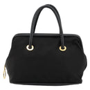 CELINE Circle Hand Bag Nylon Black Gold Auth 178010-2