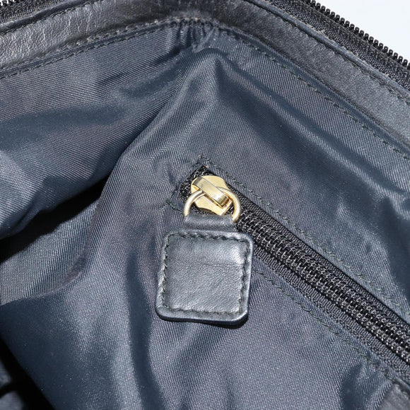 CELINE Circle Hand Bag Nylon Black Gold Auth 178010