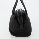CELINE Circle Hand Bag Nylon Black Gold Auth 178010-4