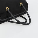 CELINE Circle Hand Bag Nylon Black Gold Auth 178010-7