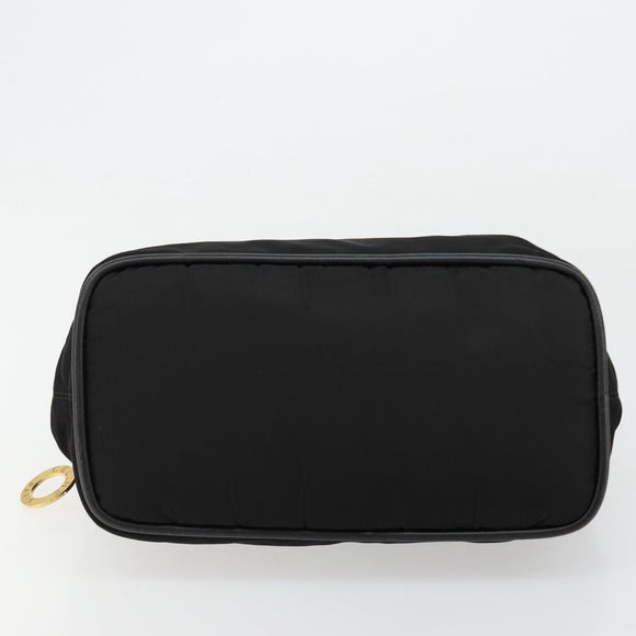 CELINE Circle Hand Bag Nylon Black Gold Auth 178010