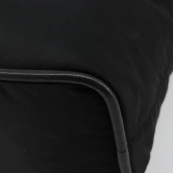 CELINE Circle Hand Bag Nylon Black Gold Auth 178011A