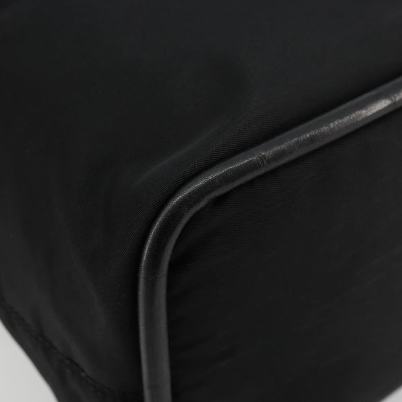 CELINE Circle Hand Bag Nylon Black Gold Auth 178011A