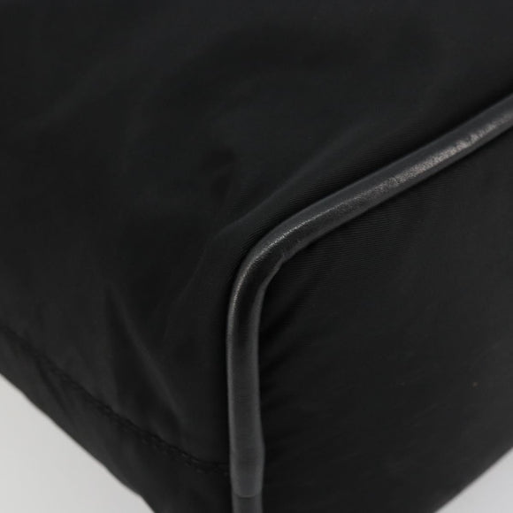 CELINE Circle Hand Bag Nylon Black Gold Auth 178011A