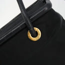 CELINE Circle Hand Bag Nylon Black Gold Auth 178011A-17
