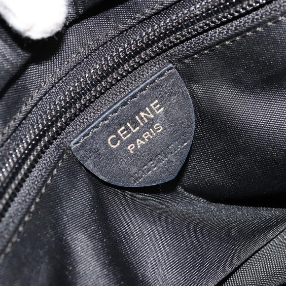 CELINE Circle Hand Bag Nylon Black Gold Auth 178011A