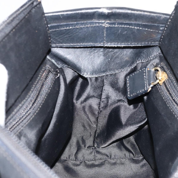 CELINE Circle Hand Bag Nylon Black Gold Auth 178011A