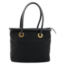 CELINE Circle Hand Bag Nylon Black Gold Auth 178011A-13