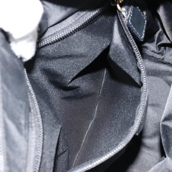 CELINE Circle Hand Bag Nylon Black Gold Auth 178011A
