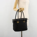 CELINE Circle Hand Bag Nylon Black Gold Auth 178011A-23