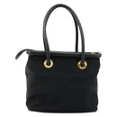 CELINE Circle Hand Bag Nylon Black Gold Auth 178011A-2