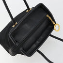 CELINE Circle Hand Bag Nylon Black Gold Auth 178011A-6