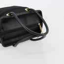CELINE Circle Hand Bag Nylon Black Gold Auth 178011A-7