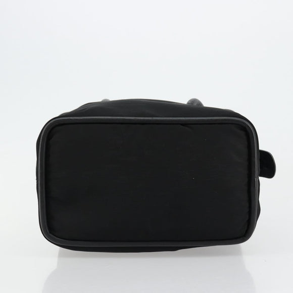 CELINE Circle Hand Bag Nylon Black Gold Auth 178011A