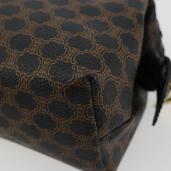 CELINE Macadam Canvas Pouch PVC Leather Brown Gold Auth 178013V